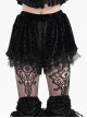 Black Loose Plush Printed Pattern With Lace Trim Gothic Style Shorts