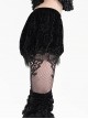 Black Loose Plush Printed Pattern With Lace Trim Gothic Style Shorts