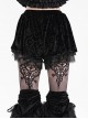 Black Loose Plush Printed Pattern With Lace Trim Gothic Style Shorts