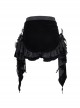 Black Vintage Plush Fabric Ruffled Hem Side Feather Pleated Tail Decoration Gothic Style Hot Pants