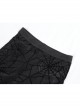 Sexy Black Slightly Transparent Spider Web Pattern Fabric Elastic Waist Design Punk Style Slim Flared Pants