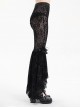Personalized Black Micro Transparent Print Splicing Three Dimensional Lace Flower Trouser Legs Punk Style Slim Flared Pants