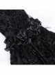 Personalized Black Micro Transparent Print Splicing Three Dimensional Lace Flower Trouser Legs Punk Style Slim Flared Pants