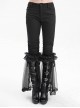 Personalized Black Simple Pleated Stitching Lace Mesh Fabric Gothic Style Pants