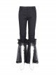 Personalized Black Simple Pleated Stitching Lace Mesh Fabric Gothic Style Pants