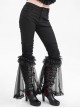 Personalized Black Simple Pleated Stitching Lace Mesh Fabric Gothic Style Pants