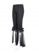 Personalized Black Simple Pleated Stitching Lace Mesh Fabric Gothic Style Pants