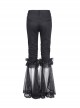 Personalized Black Simple Pleated Stitching Lace Mesh Fabric Gothic Style Pants