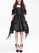 Black Skull Pattern With Lace Metal Cross Embellished Gothic Style Suspender Short Sleeve Dress