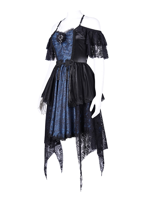 blue skull dress Women's Blue Skull Print T-Shirt Dress