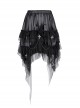 Personalized Irregular Mesh Hem With Metal Cross Pendant Decoration Gothic Style Pleated Skirt