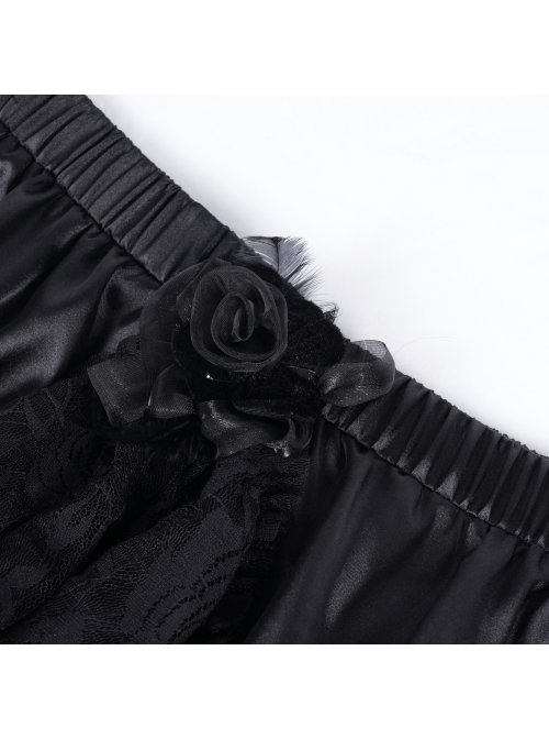 Personalized Irregular Mesh Hem With Metal Cross Pendant Decoration Gothic Style Pleated Skirt