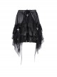 Personalized Irregular Mesh Hem With Metal Cross Pendant Decoration Gothic Style Pleated Skirt
