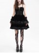 Black Luxury Lace Front Metal Chain Decoration Gothic Style Suspender Sleeveless Dress