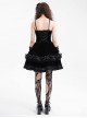 Black Luxury Lace Front Metal Chain Decoration Gothic Style Suspender Sleeveless Dress