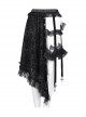 Black Printed Asymmetrical Design Side Bat Wings With Alloy Cross Decoration Gothic Style Lace Skirt