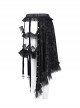 Black Printed Asymmetrical Design Side Bat Wings With Alloy Cross Decoration Gothic Style Lace Skirt