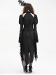 Irregular Black Lace Front And Back Cross Tie Neckline Chinese Bow Tie Decoration Gothic Style Long Sleeved Dress