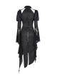 Irregular Black Lace Front And Back Cross Tie Neckline Chinese Bow Tie Decoration Gothic Style Long Sleeved Dress