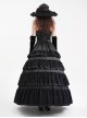 Black Fluffy Sexy Suspenders Pleated Lace Trim Gothic Style Sleeveless Dress