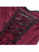 Wine Red Fluffy Sexy Suspenders Pleated Lace Trim Gothic Style Sleeveless Dress