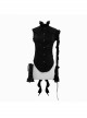 Black Asymmetric Twining Lace Sleeves Swallowtail Hem Gothic Shirt