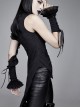 Black Asymmetric Twining Lace Sleeves Swallowtail Hem Gothic Shirt