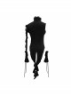Black Asymmetric Twining Lace Sleeves Swallowtail Hem Gothic Shirt