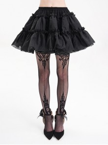 Sexy Fluffy Dark Black Fashion Punk Style Pleated Skirt