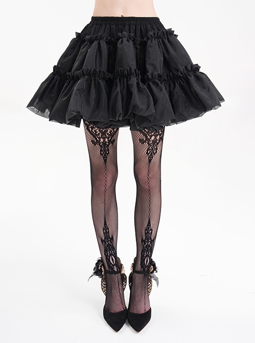 Sexy Fluffy Dark Black Fashion Punk Style Pleated Skirt