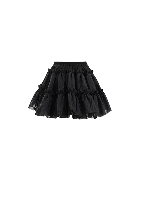 Sexy Fluffy Dark Black Fashion Punk Style Pleated Skirt