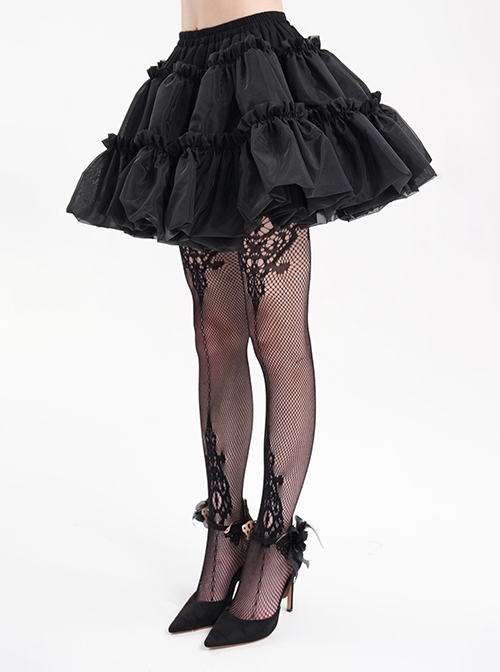 Sexy Fluffy Dark Black Fashion Punk Style Pleated Skirt