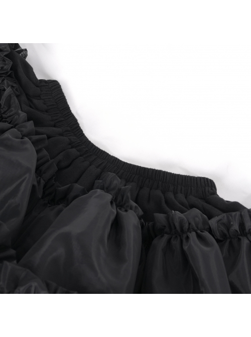 Sexy Fluffy Dark Black Fashion Punk Style Pleated Skirt