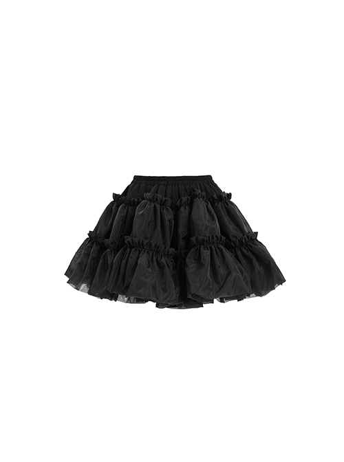 Sexy Fluffy Dark Black Fashion Punk Style Pleated Skirt