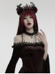Black And Red Gemstone Cross Carved Side Tassel Feather Decoration Gothic Style Mysterious Crown Headdress