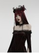 Black And Red Gemstone Cross Carved Side Tassel Feather Decoration Gothic Style Mysterious Crown Headdress