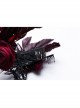 Black And Red Gemstone Cross Carved Side Tassel Feather Decoration Gothic Style Mysterious Crown Headdress