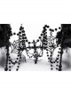 Black Gemstone Cross Carved Side Tassel Feather Decoration Gothic Style Mysterious Crown Headdress