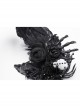 Black Gemstone Cross Carved Side Tassel Feather Decoration Gothic Style Mysterious Crown Headdress