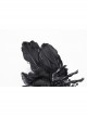 Black Gemstone Cross Carved Side Tassel Feather Decoration Gothic Style Mysterious Crown Headdress
