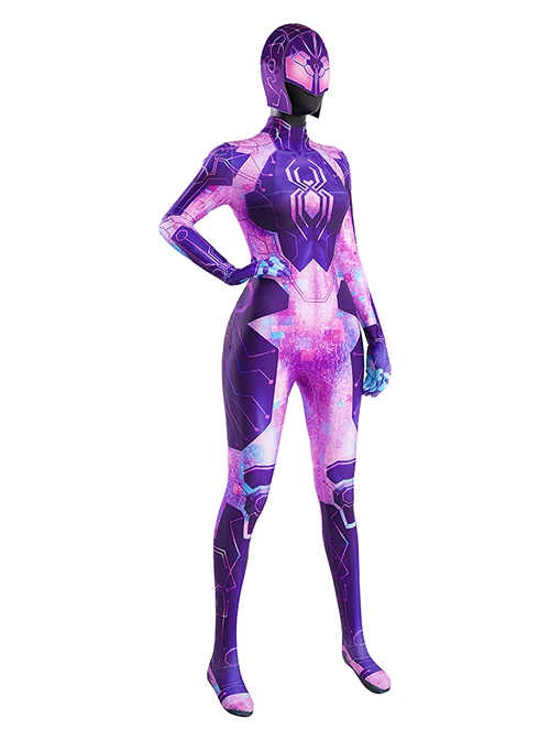 Movie Spider-Man Across The Spider-Verse Spider-Byte Bodysuit Halloween Cosplay Costume Set