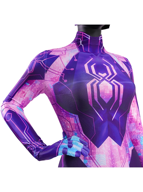 Movie Spider-Man Across The Spider-Verse Spider-Byte Bodysuit Halloween Cosplay Costume Set