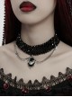 Noble Black And Silver Stacked Crystal Beads Front Center Three Dimensional Bat Pendant Gothic Style Exquisite Necklace