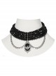 Noble Black And Silver Stacked Crystal Beads Front Center Three Dimensional Bat Pendant Gothic Style Exquisite Necklace