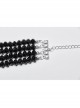 Noble Black And Silver Stacked Crystal Beads Front Center Three Dimensional Bat Pendant Gothic Style Exquisite Necklace
