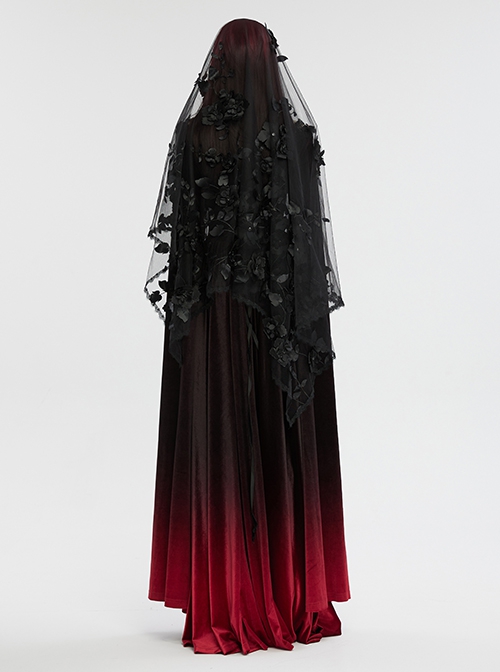 Black Three Dimensional Perspective Handmade Applique With Skull Rivet Decoration Gothic Style Mesh Headdress