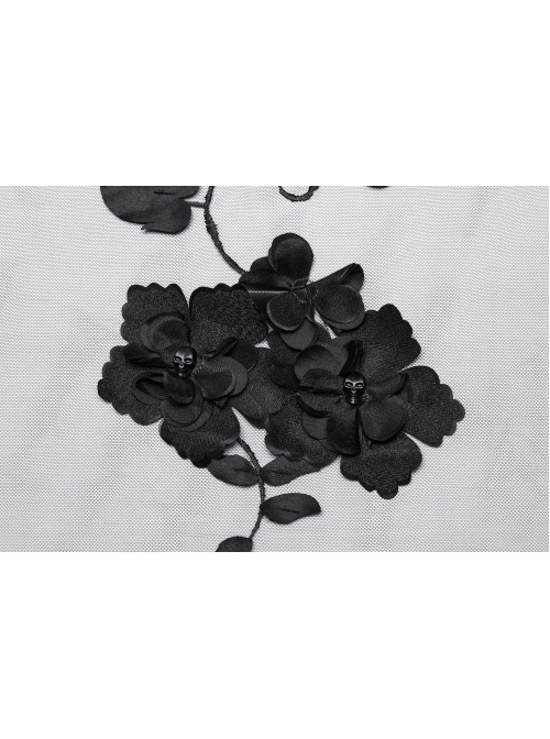 Black Three Dimensional Perspective Handmade Applique With Skull Rivet Decoration Gothic Style Mesh Headdress