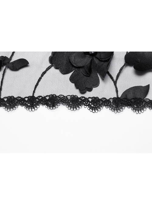 Black Three Dimensional Perspective Handmade Applique With Skull Rivet Decoration Gothic Style Mesh Headdress