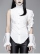 White Asymmetric Twining Lace Sleeves Swallowtail Hem Gothic Shirt