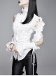 White Asymmetric Twining Lace Sleeves Swallowtail Hem Gothic Shirt